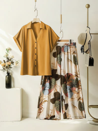 Women Rayon Top with Stretchable Lycra Palazzo Set | Digital Print Top & Palazzo with Pockets | Casual Wear