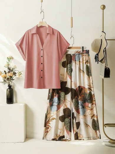 Women Rayon Top with Stretchable Lycra Palazzo Set | Digital Print Top & Palazzo with Pockets | Casual Wear