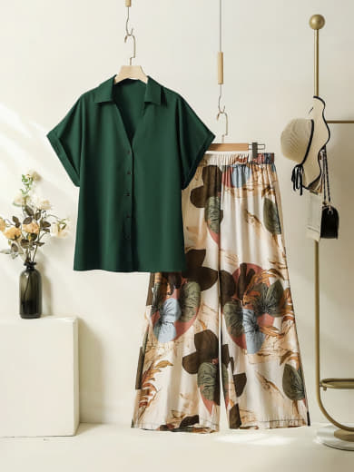 Women Rayon Top with Stretchable Lycra Palazzo Set | Digital Print Top & Palazzo with Pockets | Casual Wear