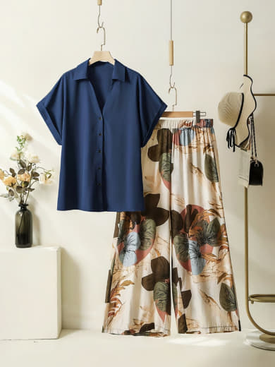 Women Rayon Top with Stretchable Lycra Palazzo Set | Digital Print Top & Palazzo with Pockets | Casual Wear