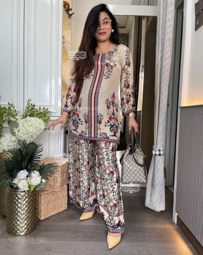 Women Plus Size Cotton Co-ord Set with Digital Print | Soft Crepe Inner | Fully Stitched Top & Pant Set | M to 10XL