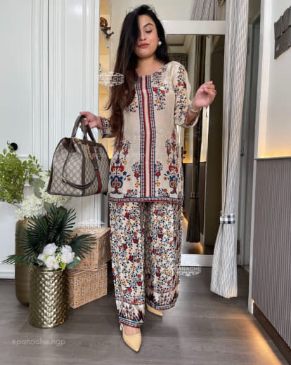 Women Plus Size Cotton Co-ord Set with Digital Print | Soft Crepe Inner | Fully Stitched Top & Pant Set | M to 10XL
