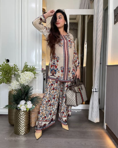 Women Plus Size Cotton Co-ord Set with Digital Print | Soft Crepe Inner | Fully Stitched Top & Pant Set | M to 10XL