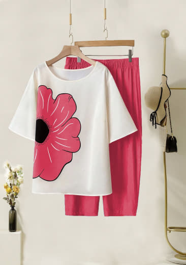 Women Lycra Top with Stretchable Palazzo Set | Both Side Digital Print | Palazzo with Pockets | Casual Wear