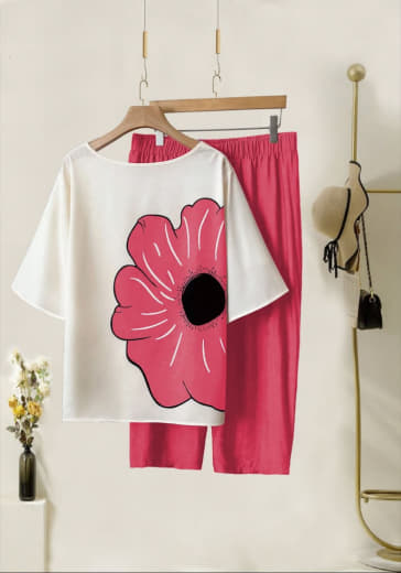 Women Lycra Top with Stretchable Palazzo Set | Both Side Digital Print | Palazzo with Pockets | Casual Wear