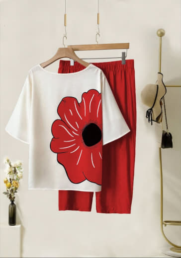 Women Lycra Top with Stretchable Palazzo Set | Both Side Digital Print | Palazzo with Pockets | Casual Wear