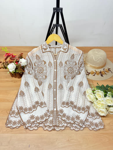 Women Cotton Embroidered Top | Full Sleeve Cotton Top | Free Size XXL Casual Wear Top