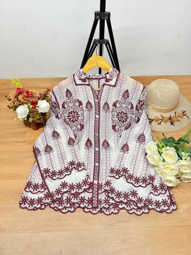 Women Cotton Embroidered Top | Full Sleeve Cotton Top | Free Size XXL Casual Wear Top