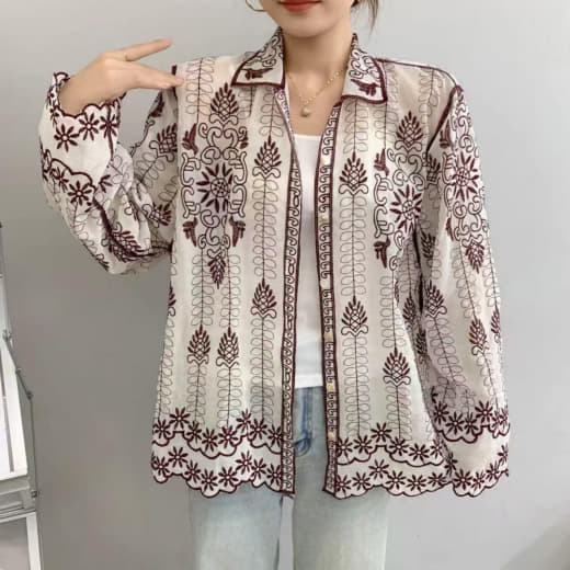 Women Cotton Embroidered Top | Full Sleeve Cotton Top | Free Size XXL Casual Wear Top