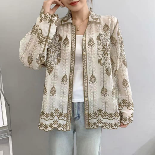 Women Cotton Embroidered Top | Full Sleeve Cotton Top | Free Size XXL Casual Wear Top