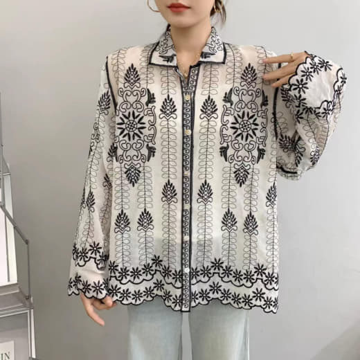 Women Cotton Embroidered Top | Full Sleeve Cotton Top | Free Size XXL Casual Wear Top
