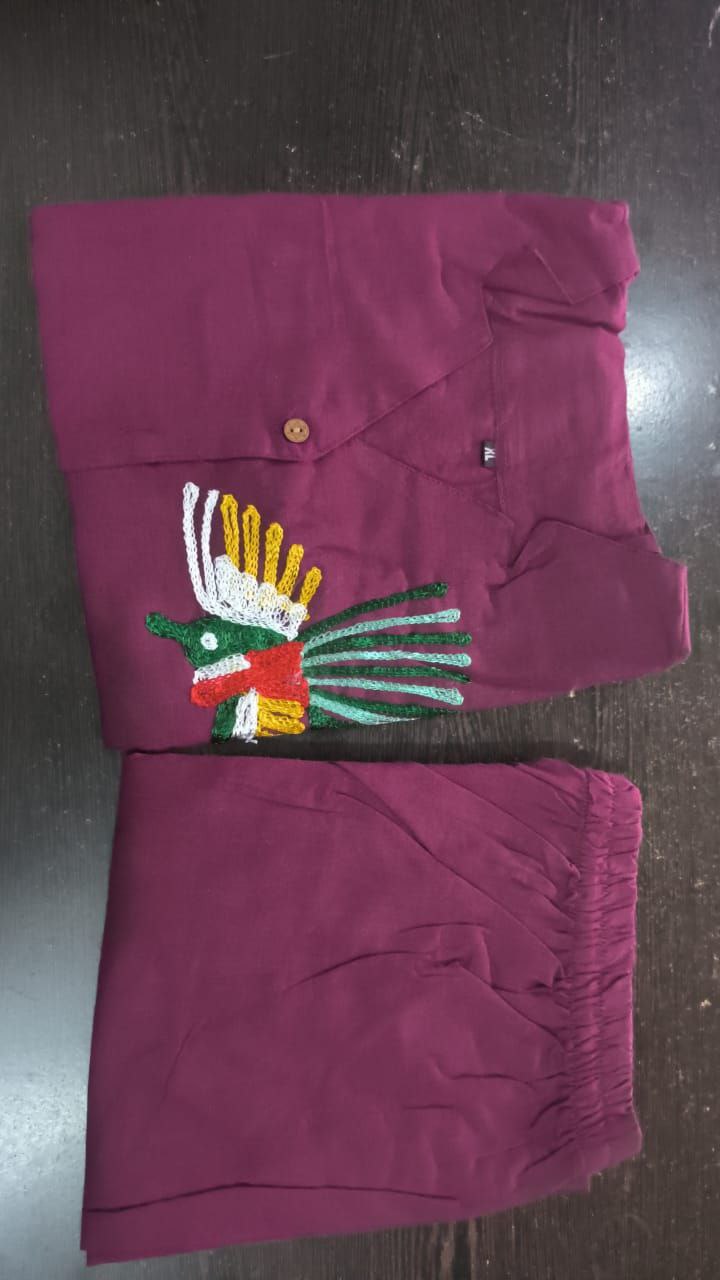 Women Cotton Slub Co-ord Set with Aari Work | Top & Palazzo Set with Pocket | Casual & Ethnic Wear
