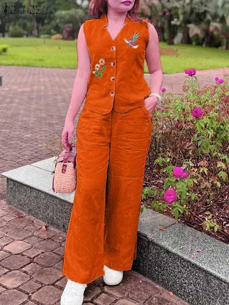 Women Cotton Slub Co-ord Set with Aari Work | Top & Palazzo Set with Pocket | Casual & Ethnic Wear