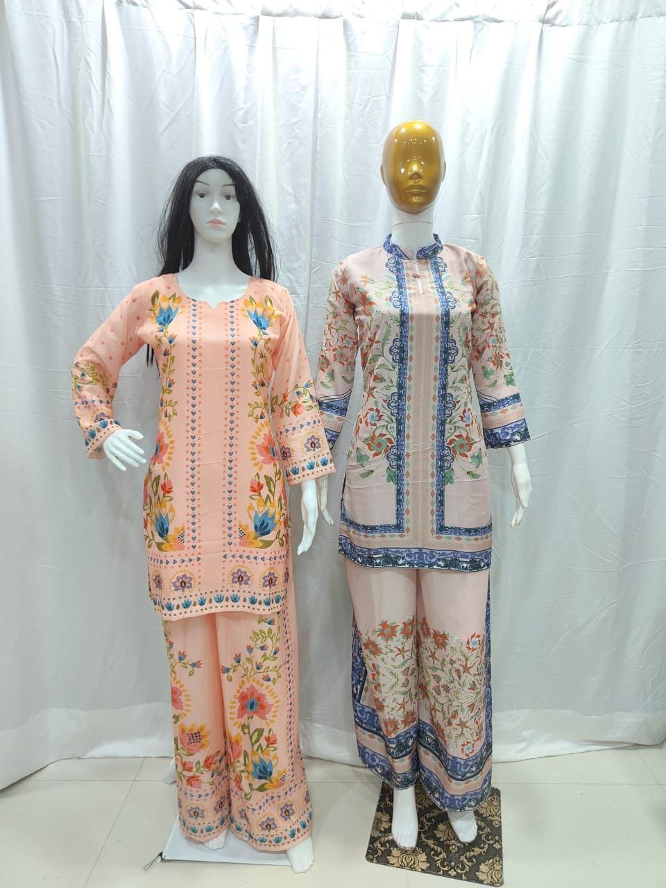 Women Plus Size Muslin Co-ord Set with Digital Print | Soft Crepe Inner | Fully Stitched Top & Pant Set | M to 10XL