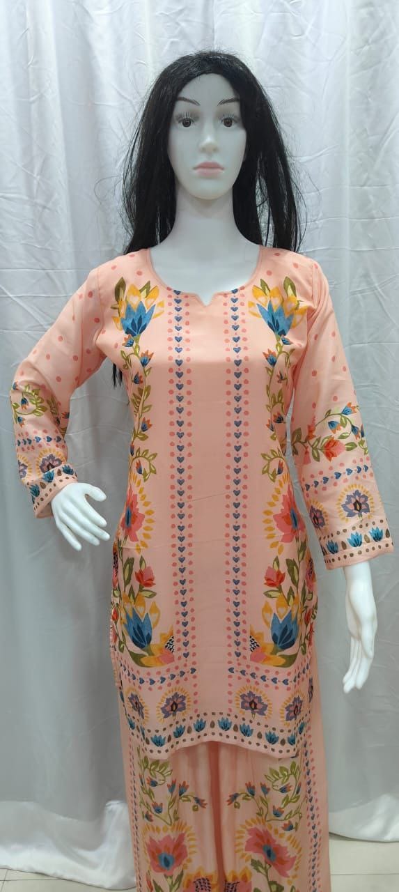 Women Plus Size Muslin Co-ord Set with Digital Print | Soft Crepe Inner | Fully Stitched Top & Pant Set | M to 10XL