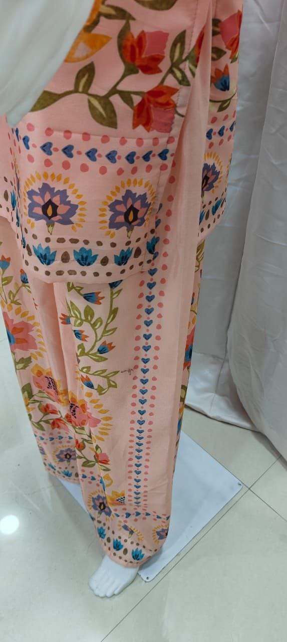 Women Plus Size Muslin Co-ord Set with Digital Print | Soft Crepe Inner | Fully Stitched Top & Pant Set | M to 10XL