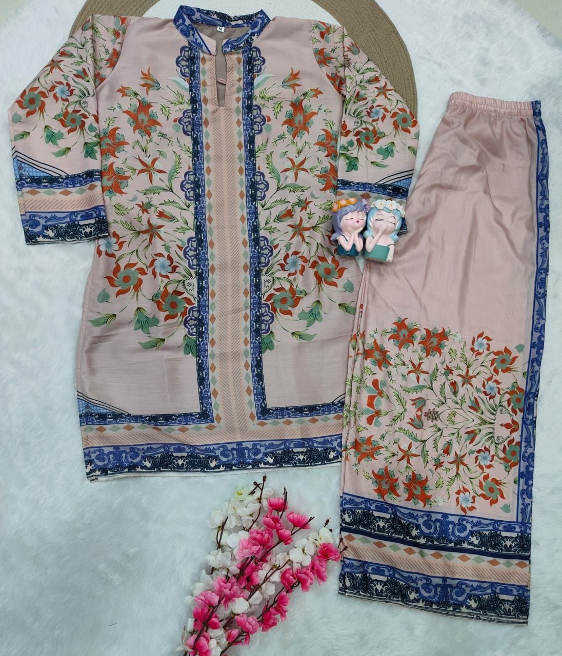 Women Plus Size Muslin Co-ord Set with Digital Print | Soft Crepe Inner | Fully Stitched Top & Pant Set | M to 10XL