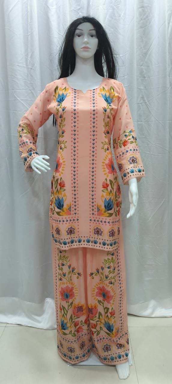 Women Plus Size Muslin Co-ord Set with Digital Print | Soft Crepe Inner | Fully Stitched Top & Pant Set | M to 10XL