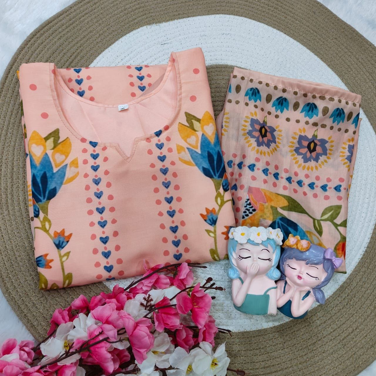 Women Plus Size Muslin Co-ord Set with Digital Print | Soft Crepe Inner | Fully Stitched Top & Pant Set | M to 10XL