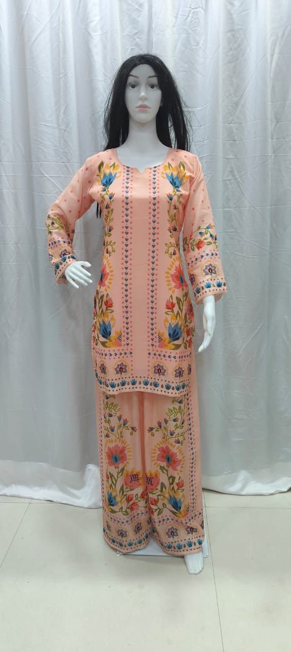 Women Plus Size Muslin Co-ord Set with Digital Print | Soft Crepe Inner | Fully Stitched Top & Pant Set | M to 10XL