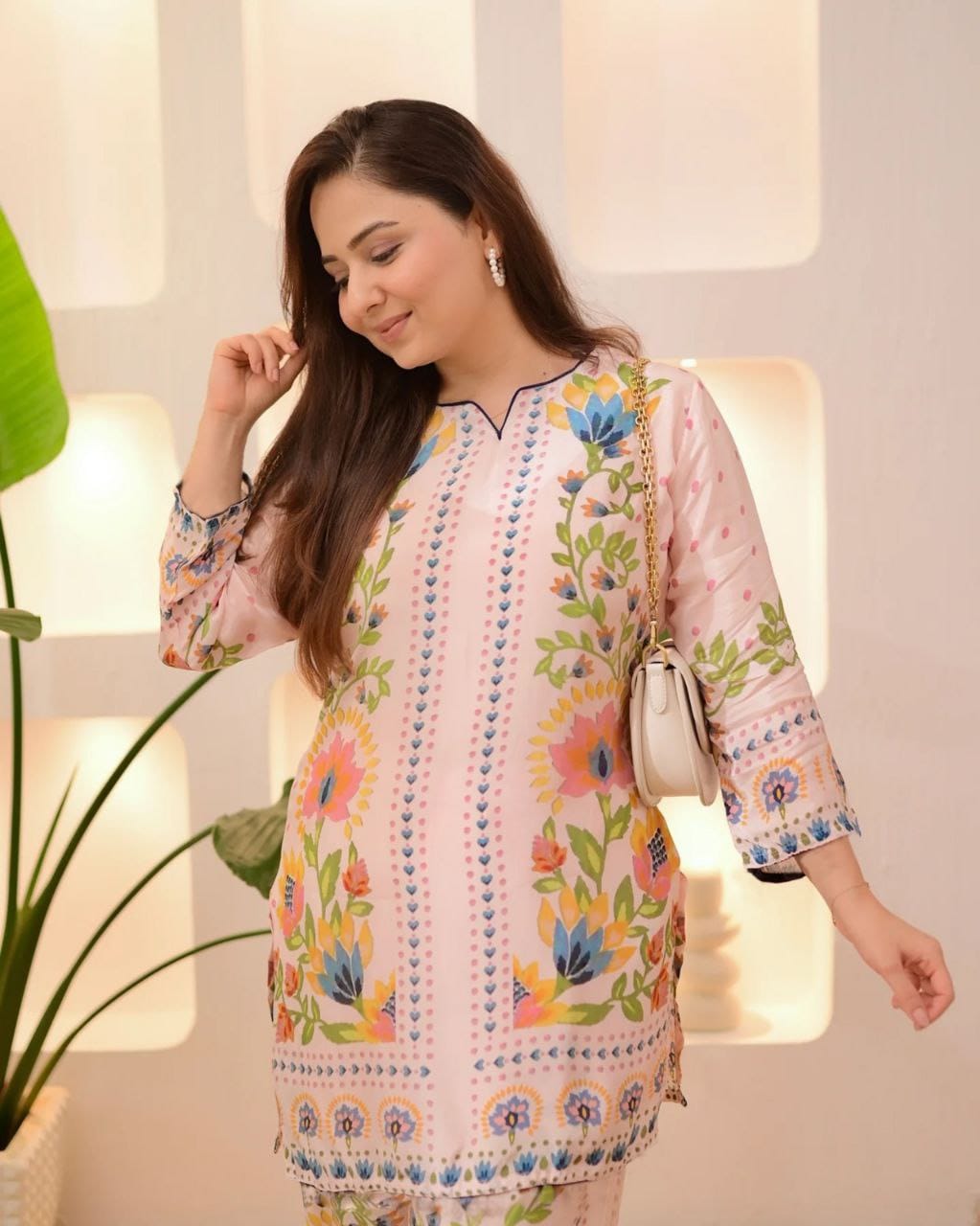 Women Plus Size Muslin Co-ord Set with Digital Print | Soft Crepe Inner | Fully Stitched Top & Pant Set | M to 10XL