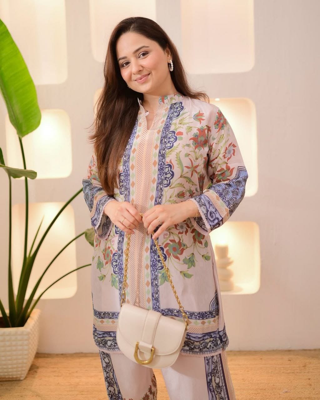 Women Plus Size Muslin Co-ord Set with Digital Print | Soft Crepe Inner | Fully Stitched Top & Pant Set | M to 10XL