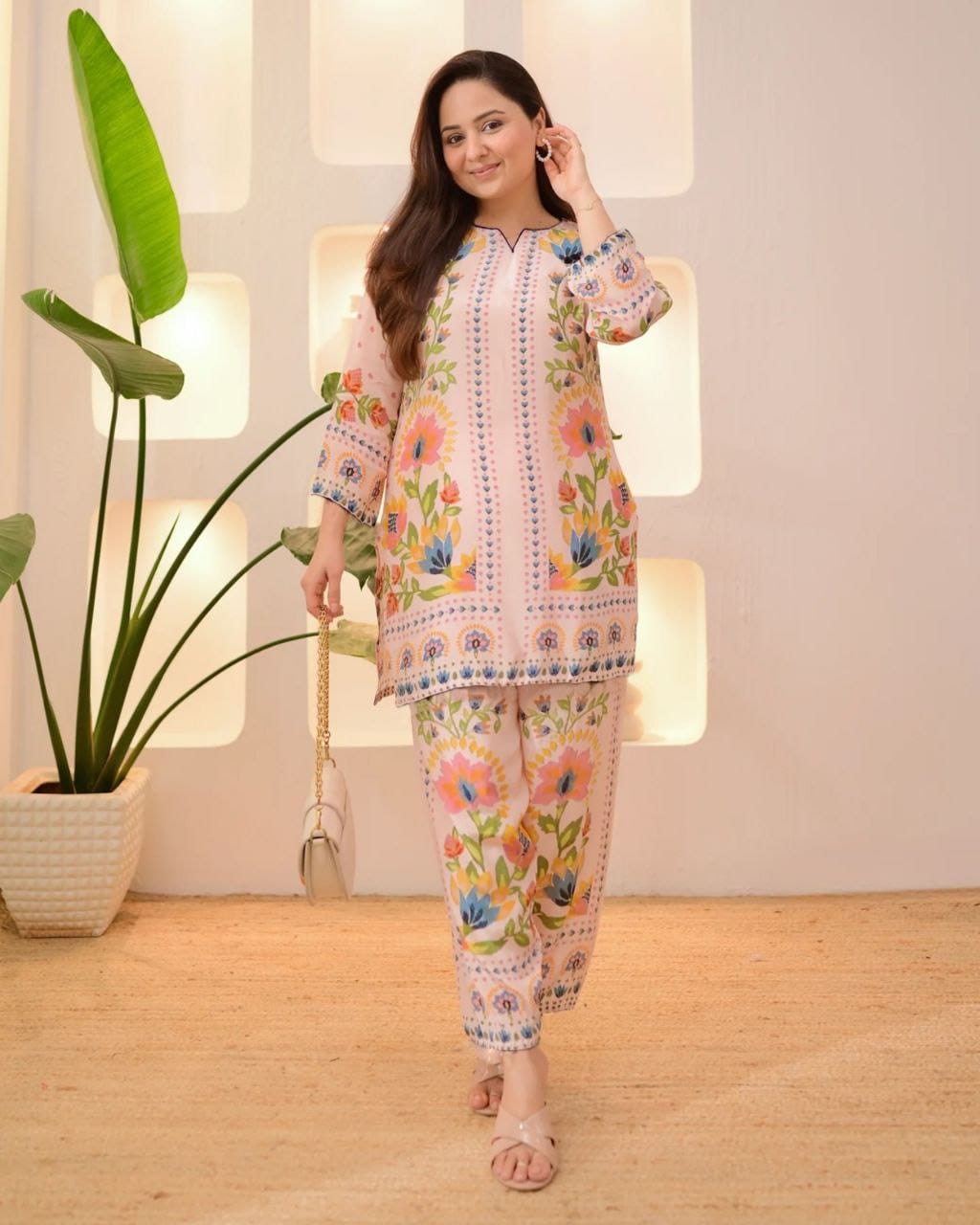 Women Plus Size Muslin Co-ord Set with Digital Print | Soft Crepe Inner | Fully Stitched Top & Pant Set | M to 10XL