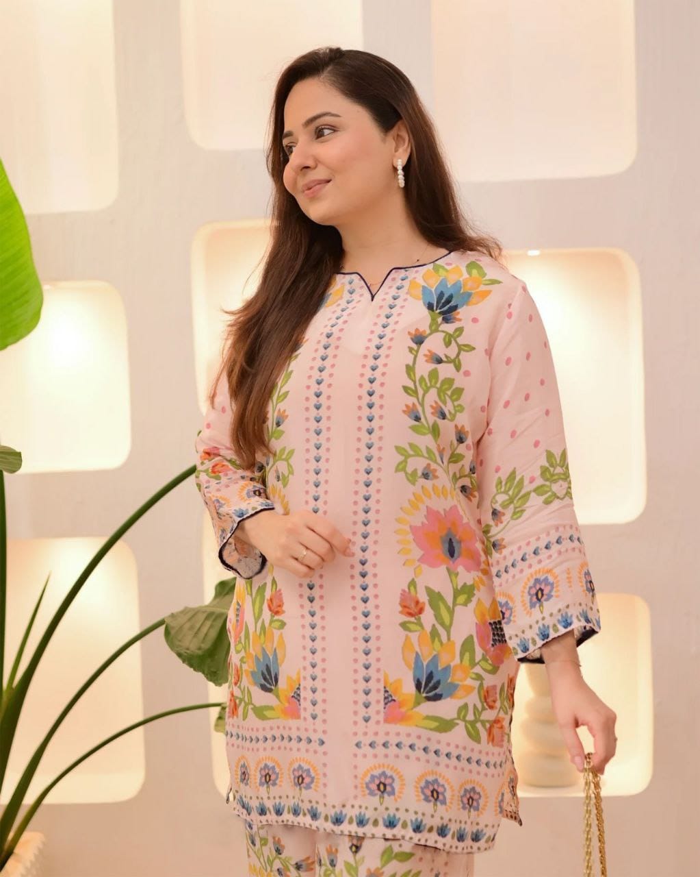 Women Plus Size Muslin Co-ord Set with Digital Print | Soft Crepe Inner | Fully Stitched Top & Pant Set | M to 10XL