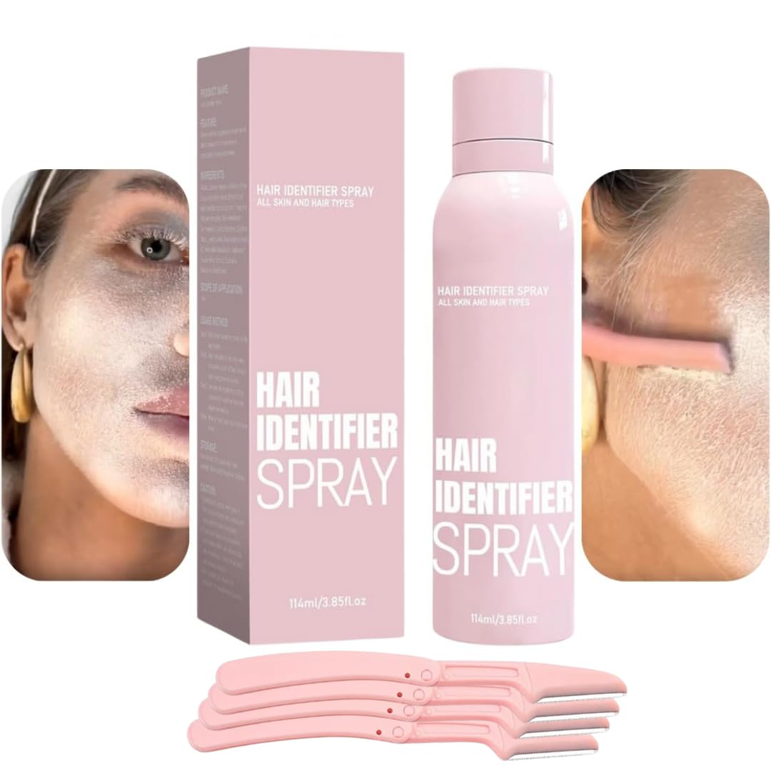 Hair Identifier Spray For Shaving With 4 Pcs Razor, Moisturizing and Skin Care Dermaplaner Spray, Skin Body Face Hair Identifier Spray, Face Hair Removal For Women | 120ml