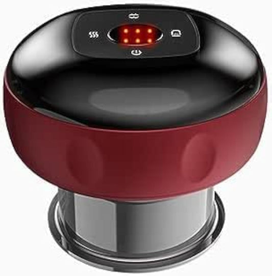Electric Vacuum Cupping Massager - Smart Cupping Therapy with 6 Modes & Red Light for Body Guasha Scraping, Fat Burning, and Slimming - Men and Women's Electric Massager (Red)
