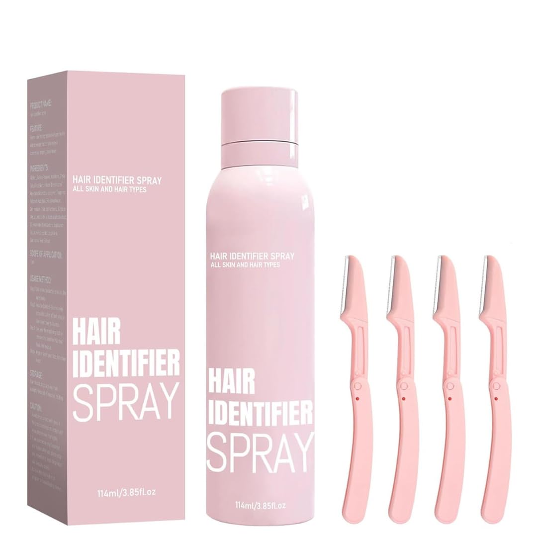 Hair Identifier Spray For Shaving With 4 Pcs Razor, Moisturizing and Skin Care Dermaplaner Spray, Skin Body Face Hair Identifier Spray, Face Hair Removal For Women | 120ml