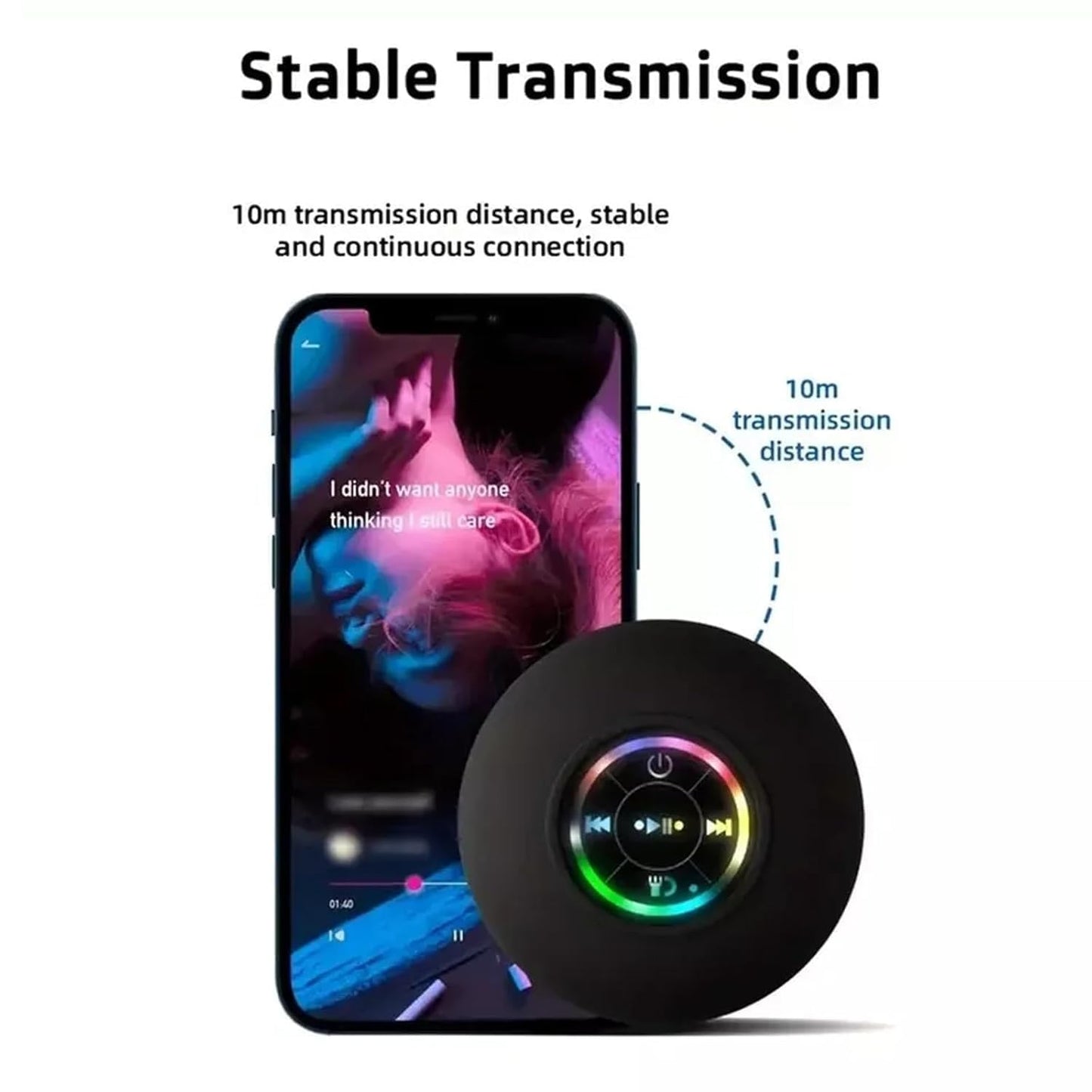 Waterproof Shower Suction Speaker | Bathroom Speaker | Mini Suction Bluetooth Speaker | Mini Bluetooth Shower Speaker with Led Light | Portable Ipx4 Waterproof Speaker |  Bluetooth Speaker | Rechargeable Built-in Mic Speaker | RGB Pocket Speaker