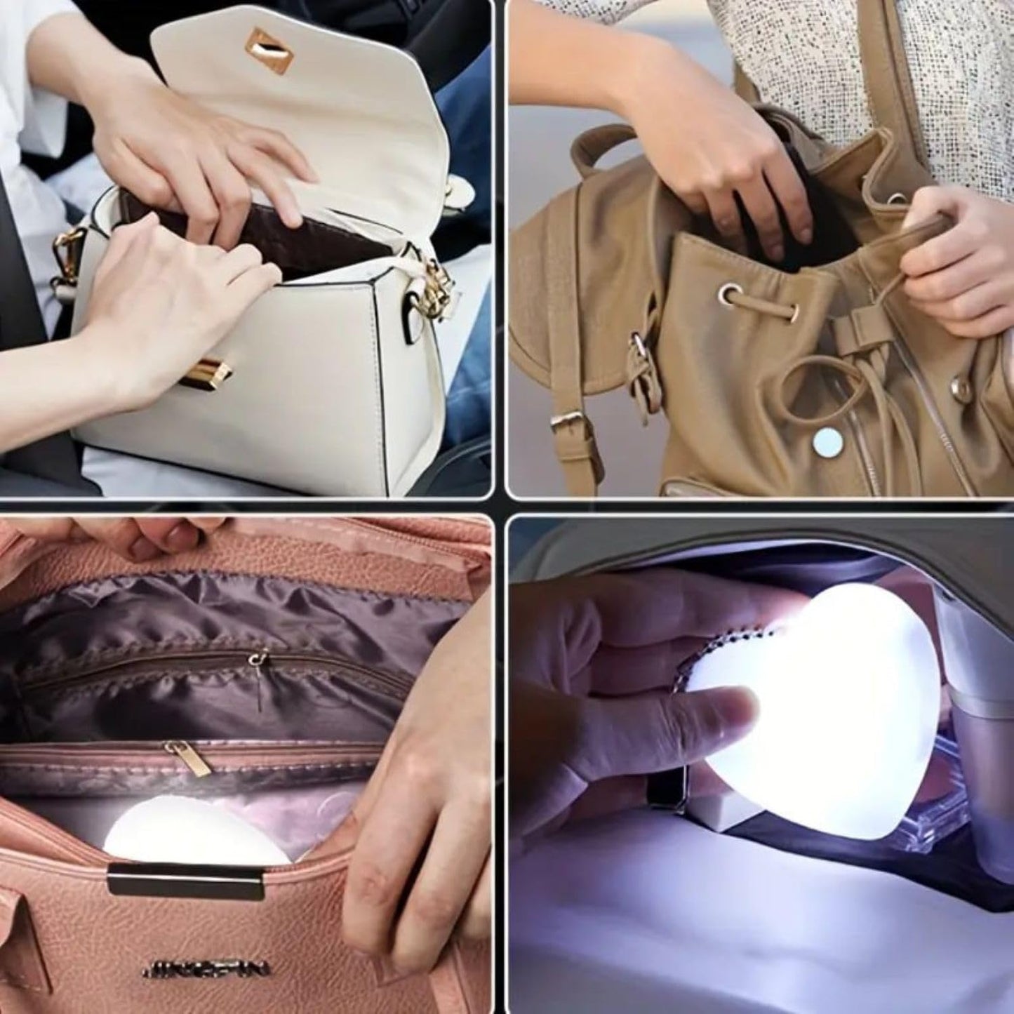 Heart Shaped LED Purse Light Keychain | Automatic Sensor Handbag Light | Mini Touch Activated Purse Lamp | Cute Heart Keychain for Women & Girls (A1)