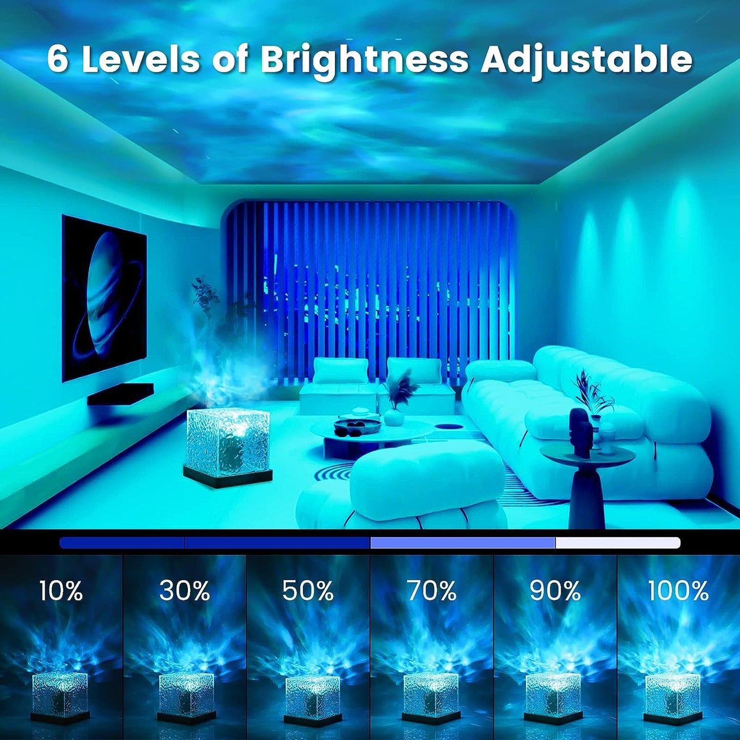 Desidiya® Projector Lights Ocean Wave, Romantic Warm Ocean Wave Water Night Light Projector 3D Water Wave Effect, Romantic LED Light Projector Projection Lamps Crystal Table Lamp for Bedroom Decor