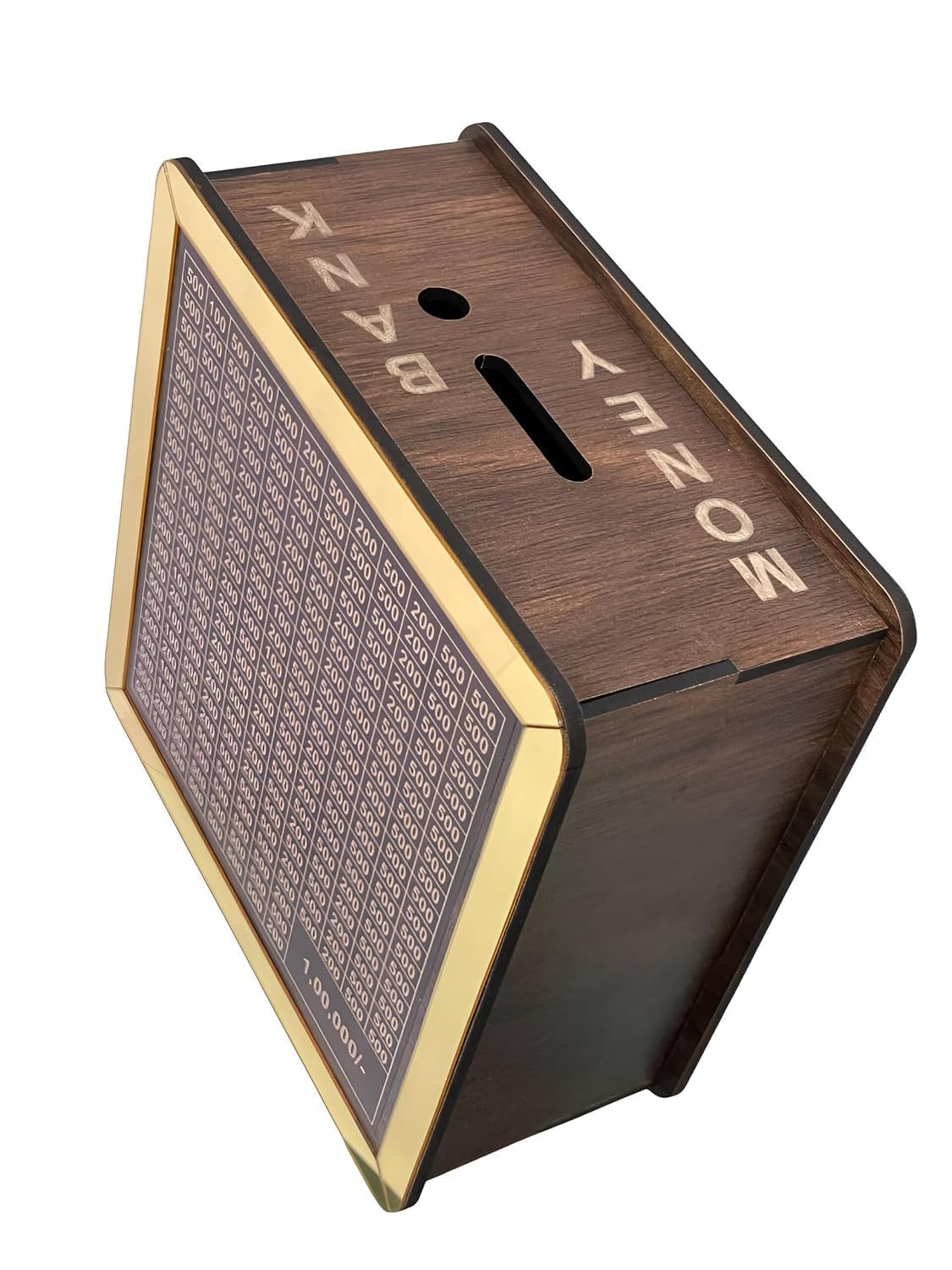 Money Saving Box for Kids and Adults | Wooden Money Bank with Lock | Big Size Piggy Bank 2 Lakh Target | 1 Lakh Saving Box with Numbers | Undiyal Hundi Pig (Coffee)