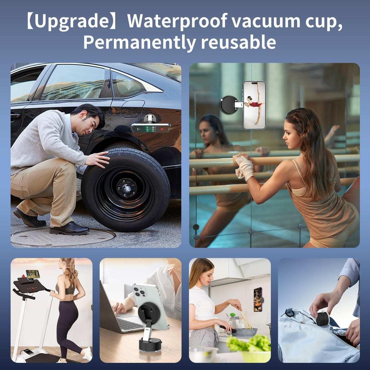 Vacuum Suction Magnetic Smartphones Holder for Car, Foldable Mobile Holder with Secure Grip Compatible with Mag Safe Car Mount, Windshield, Dashboard, Office Desk, Mirror (Blk)