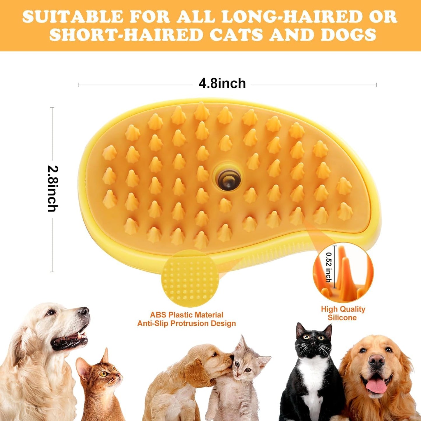 Cat Steam Brush, Cat Hair Brush with Steamer, New 3 In1 Steamy Pet Cat Brush Cleanser Vapor, Steaming Pet Hair Brush, Pet Cat Comb with Steam, Spray Comb for Cats, Steam Pet Brush for Dogs Cats
