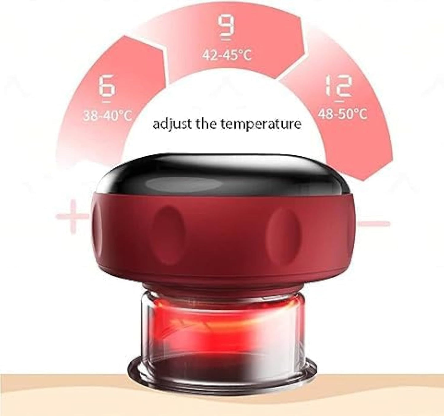 Electric Vacuum Cupping Massager - Smart Cupping Therapy with 6 Modes & Red Light for Body Guasha Scraping, Fat Burning, and Slimming - Men and Women's Electric Massager (Red)