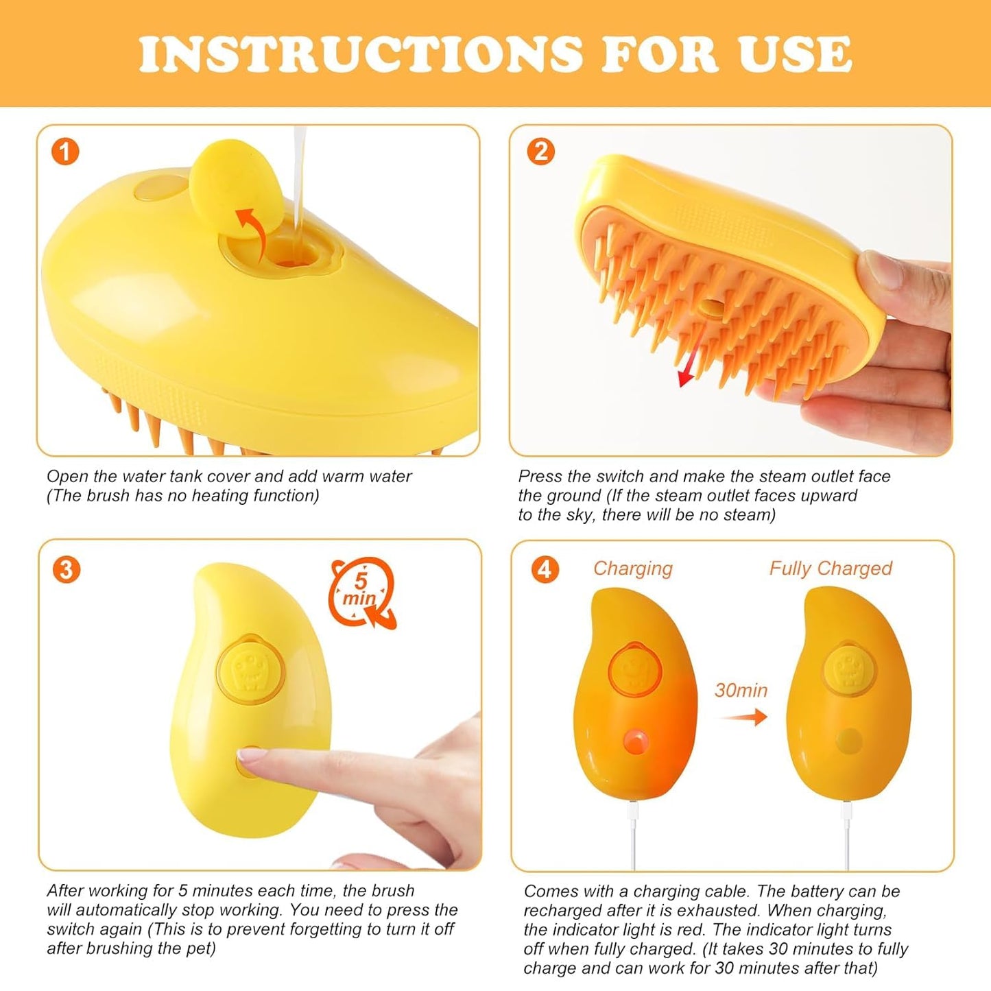 Cat Steam Brush, Cat Hair Brush with Steamer, New 3 In1 Steamy Pet Cat Brush Cleanser Vapor, Steaming Pet Hair Brush, Pet Cat Comb with Steam, Spray Comb for Cats, Steam Pet Brush for Dogs Cats