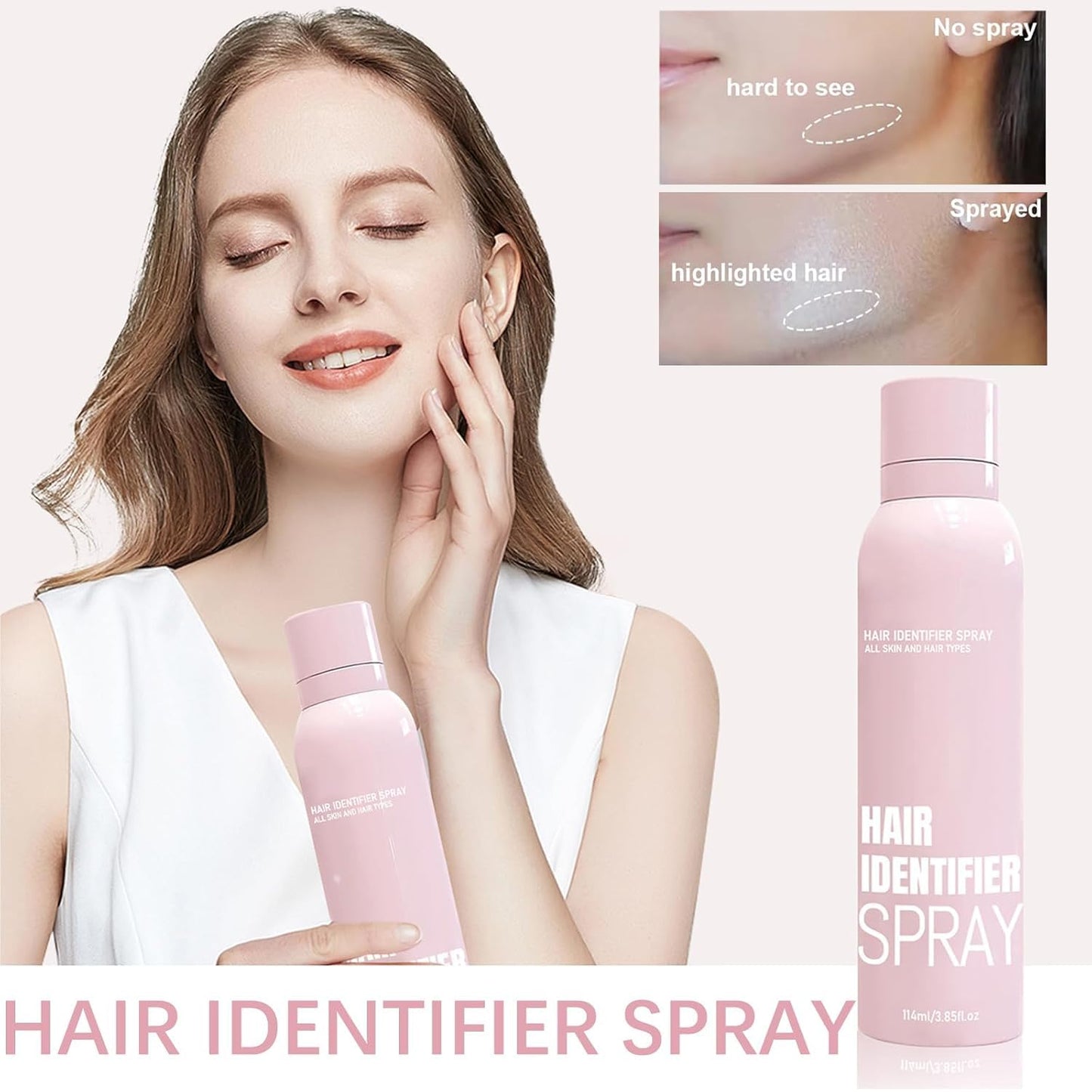 Hair Identifier Spray For Shaving With 4 Pcs Razor, Moisturizing and Skin Care Dermaplaner Spray, Skin Body Face Hair Identifier Spray, Face Hair Removal For Women | 120ml