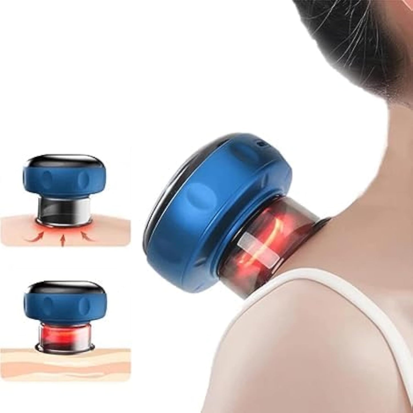 Electric Vacuum Cupping Massager - Smart Cupping Therapy with 6 Modes & Red Light for Body Guasha Scraping, Fat Burning, and Slimming - Men and Women's Electric Massager (Red)