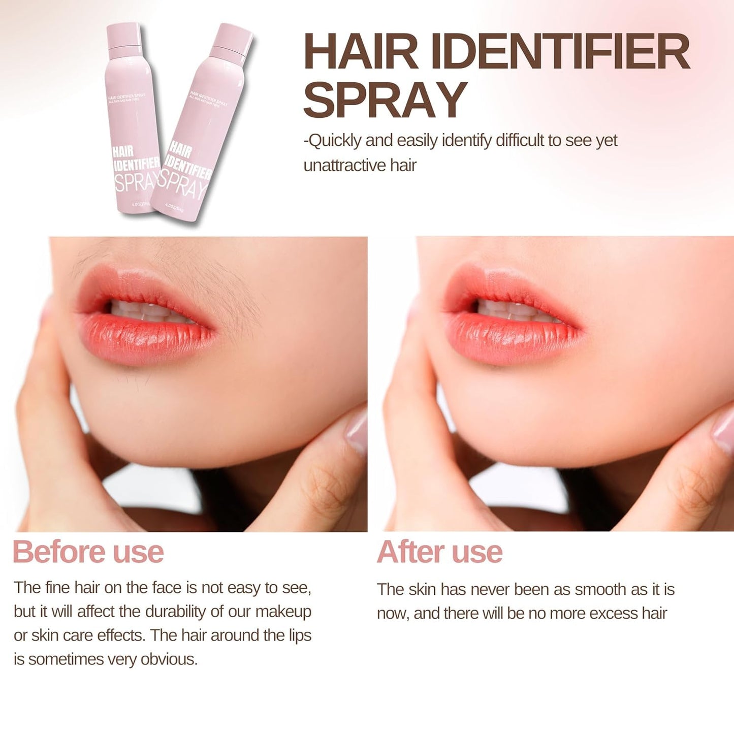 Hair Identifier Spray For Shaving With 4 Pcs Razor, Moisturizing and Skin Care Dermaplaner Spray, Skin Body Face Hair Identifier Spray, Face Hair Removal For Women | 120ml