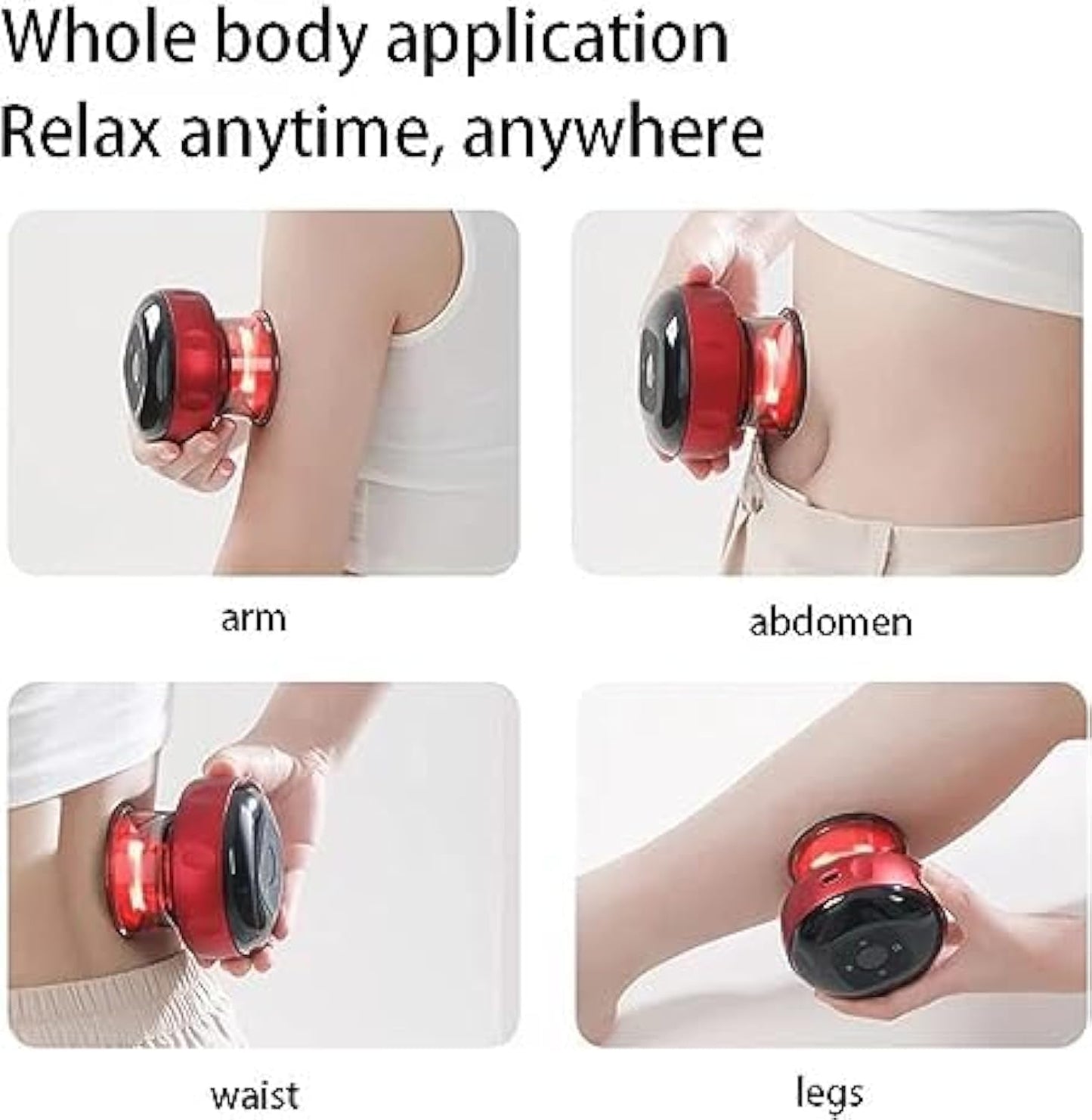 Electric Vacuum Cupping Massager - Smart Cupping Therapy with 6 Modes & Red Light for Body Guasha Scraping, Fat Burning, and Slimming - Men and Women's Electric Massager (Red)