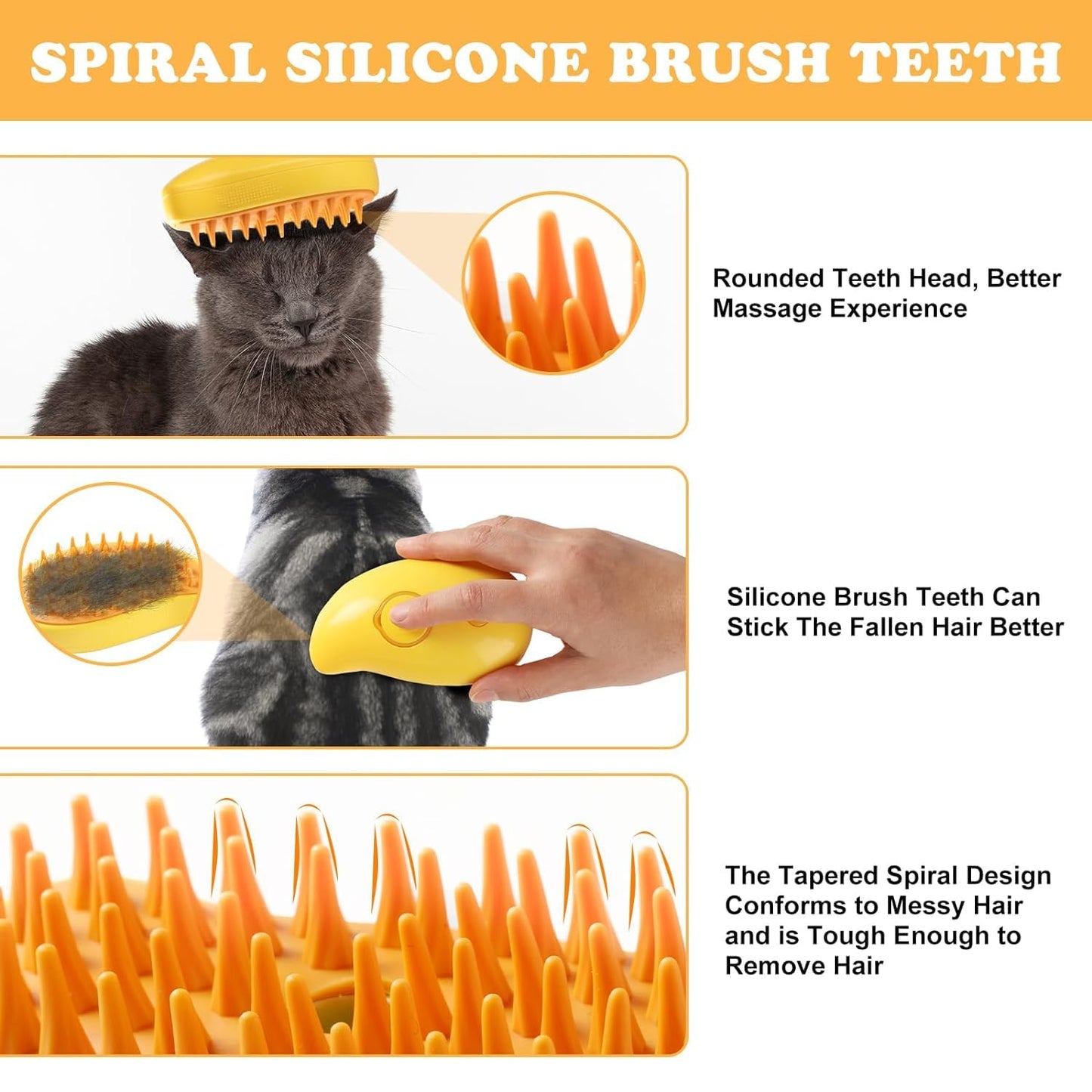 Cat Steam Brush, Cat Hair Brush with Steamer, New 3 In1 Steamy Pet Cat Brush Cleanser Vapor, Steaming Pet Hair Brush, Pet Cat Comb with Steam, Spray Comb for Cats, Steam Pet Brush for Dogs Cats