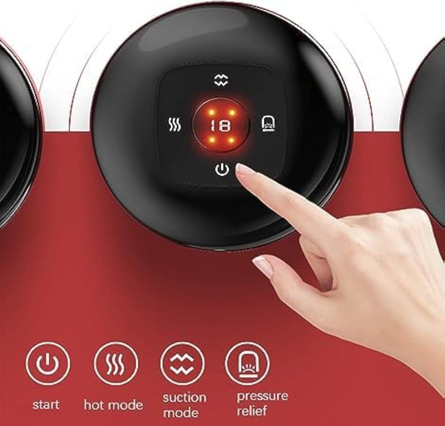 Electric Vacuum Cupping Massager - Smart Cupping Therapy with 6 Modes & Red Light for Body Guasha Scraping, Fat Burning, and Slimming - Men and Women's Electric Massager (Red)
