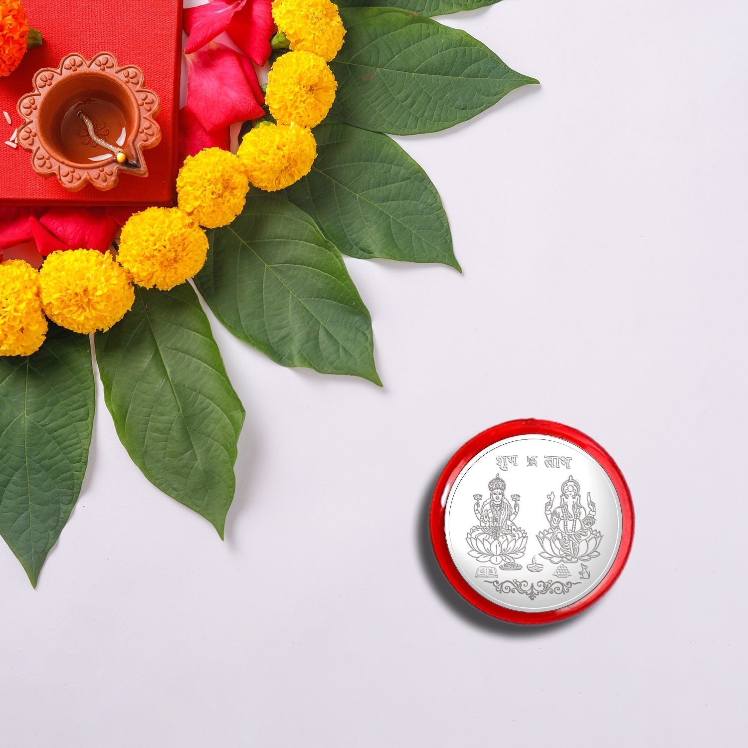 Rakhi Gift Combo With 2 Elegant Rakhis For Brother  Includes Choco Magic Pack Silver Coin Roli Chawal  Greeting Card