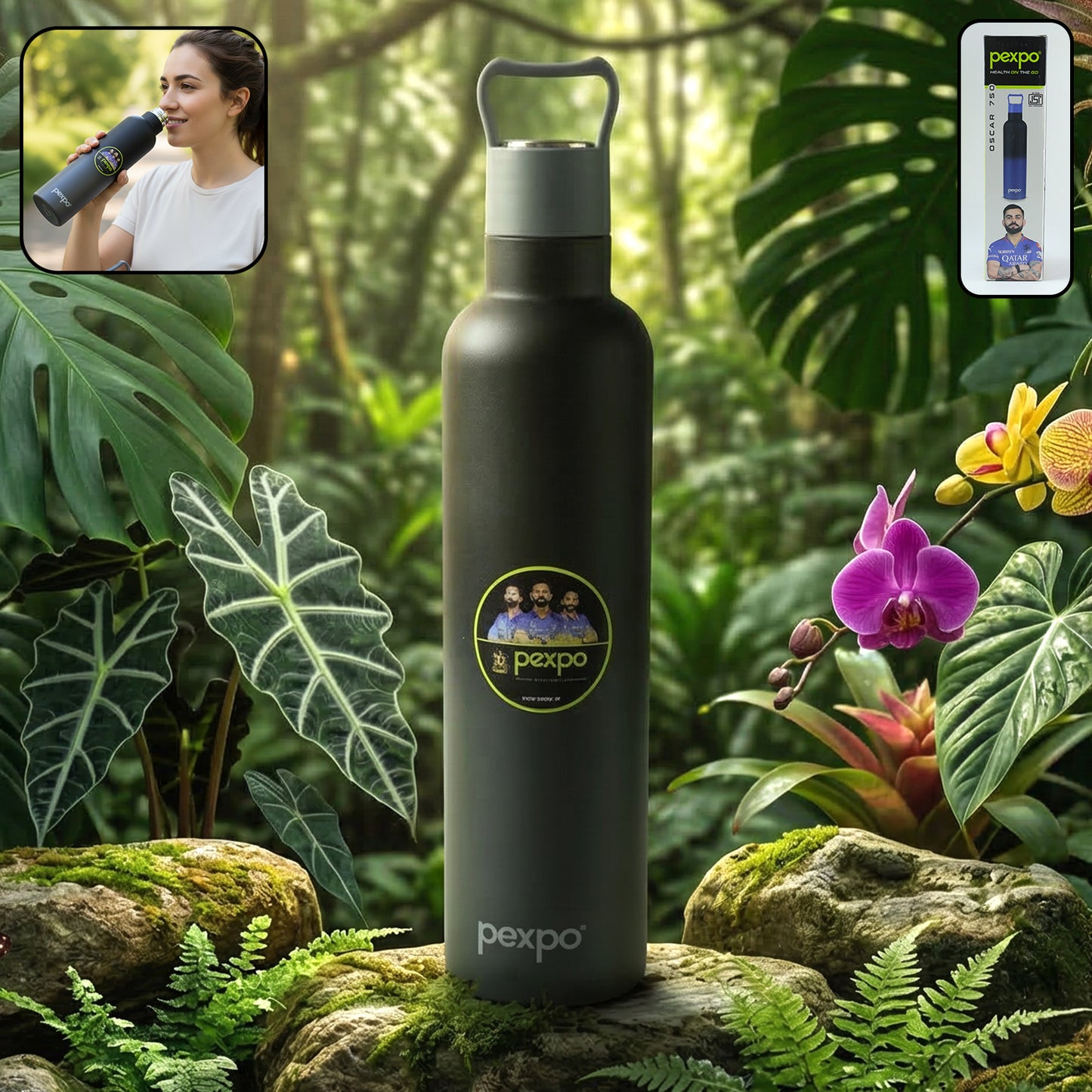 Pexpo Oscar Insulated Stainless Steel Water Bottle With Leakproof Lid - 750 Ml