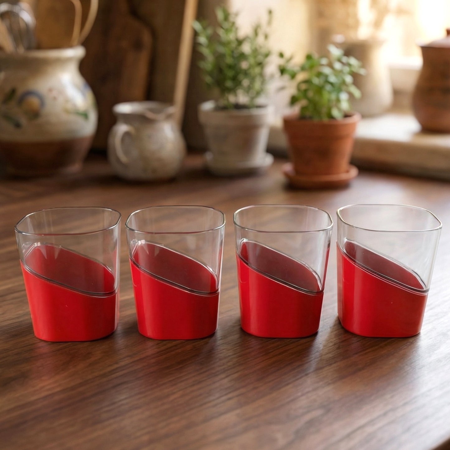 Prexo Stylish Grip Base Plastic Selo Glass (4 Pc Set 300 Ml Each)