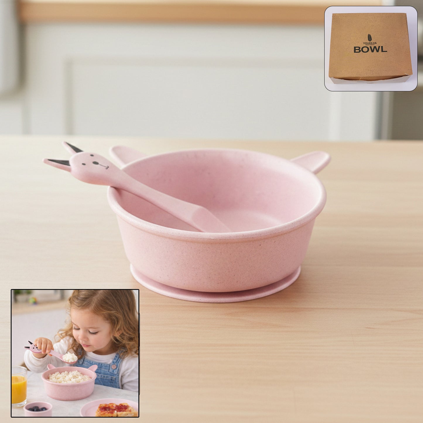 Premium Kids Feeding Bowl With Cute Spoon (1 Set 240ml)
