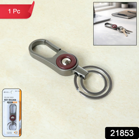 Premium Metal Key Holder With Dual Ring  Secure Clip (1 Pc)